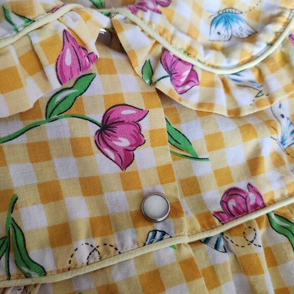 Moon Dance Housecoat‎ MuuMuu Dress Women's 2X XXL Floral Gingham Yellow Plaid - Picture 9 of 11